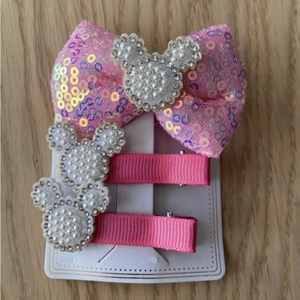 🆕 Minnie Hair Clips Set Pink🆕